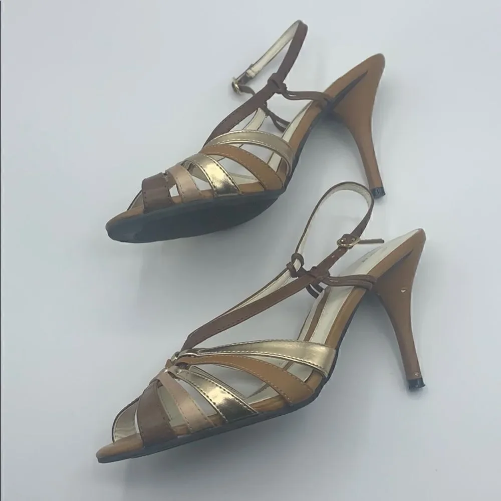 Apt. 9 gold and brown sandal heel size 8